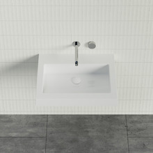Essential Accessible 600mm Gloss White Rectangular Composite Wall Hung Basin